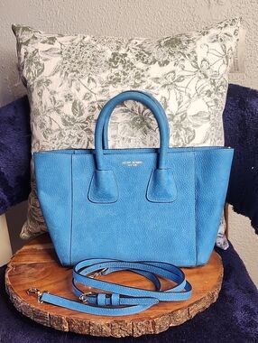 Henri Bendel Rare Blue Nubuck Leather Tote Bag w/Removable Strap